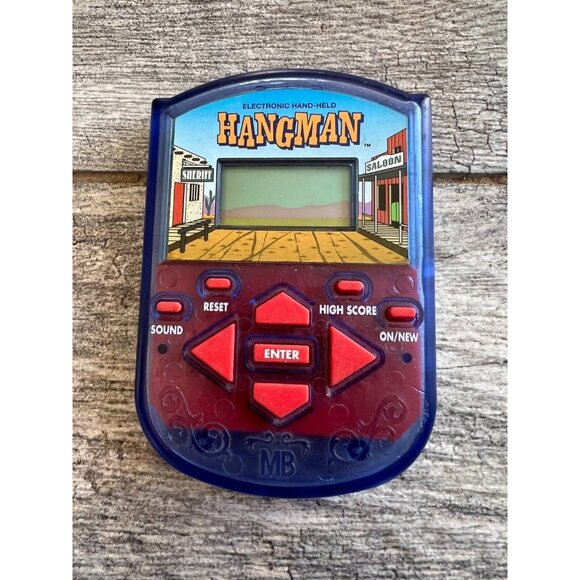 Hangman Electronic Handheld Game Milton Bradley 1995 Pocket Travel Works - Picture 1 of 4